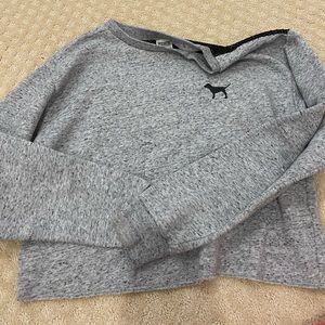 pink victoria secret back lace crewneck